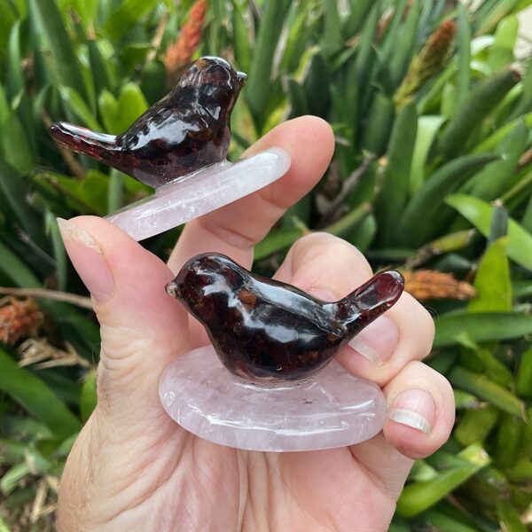 Garnet Bird on Rose Quartz - Image 3