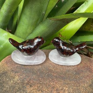 Garnet Bird on Rose Quartz
