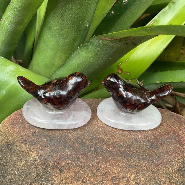 Garnet Bird on Rose Quartz