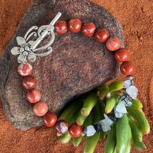 Red jasper and tourmilated Quartz bracelet