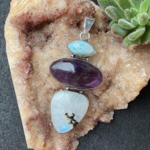 Amethyst and Larimar Pendant