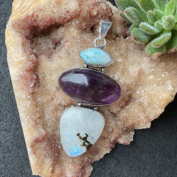 Amethyst and Larimar Pendant